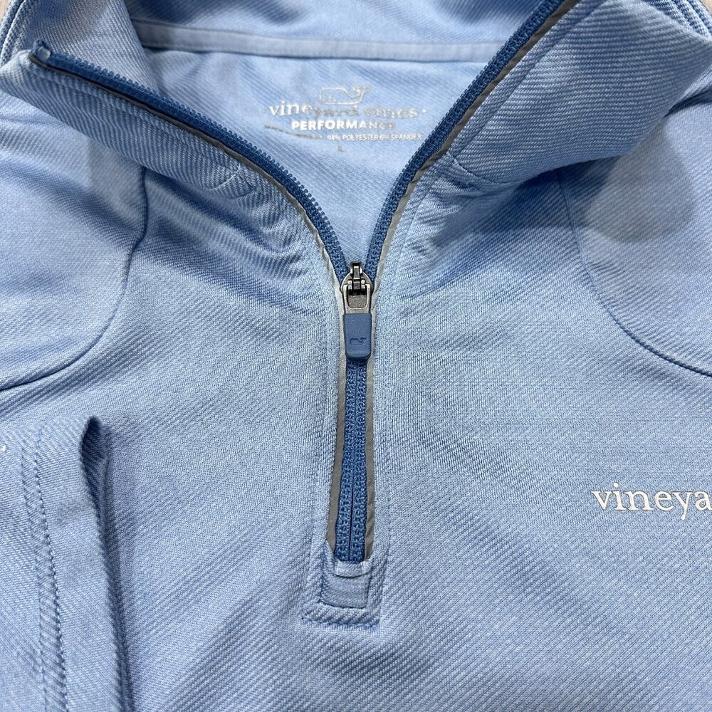 Vineyard Vines Sweatshirt Mens Large Performance 1/4 Zip Pullover Blue Stretch - Picture 4 of 11